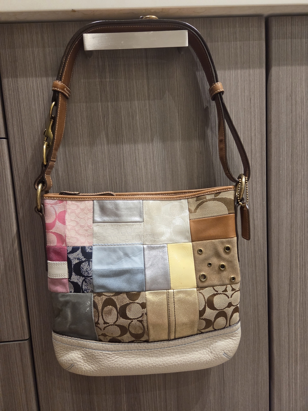 Coach Patchwork Signature Multicolor Leather Crossbody Bag